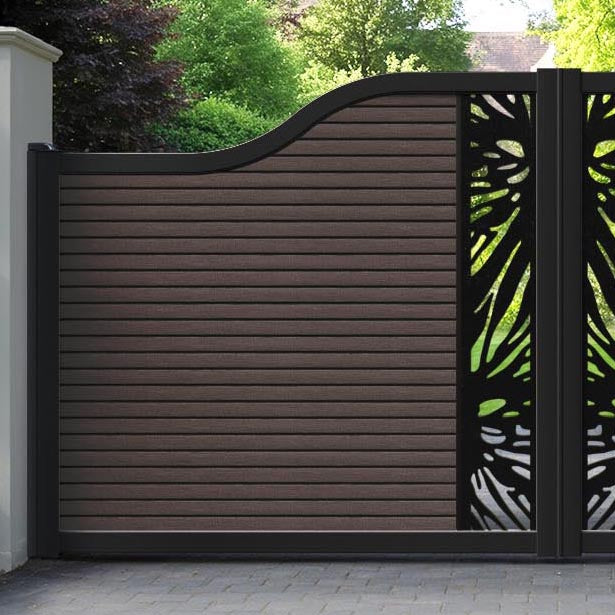 Hudson Poppy Curved Top Driveway Gate - Mid Brown - Middle Screen