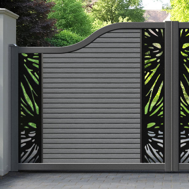 Hudson Poppy Curved Top Driveway Gate - Mid Grey - Middle & End Screen