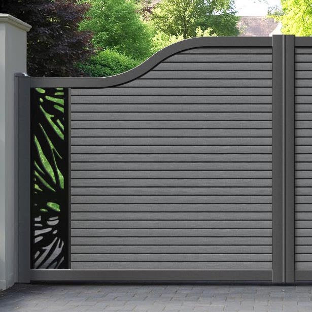 Hudson Poppy Curved Top Driveway Gate - Mid Grey - End Screen