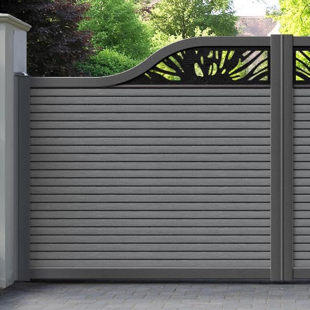 Hudson Poppy Curved Top Driveway Gate - Mid Grey - Top Screen