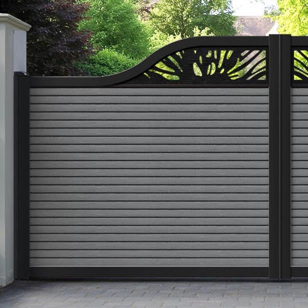 Hudson Poppy Curved Top Driveway Gate - Mid Grey - Top Screen