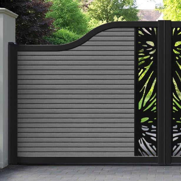 Hudson Poppy Curved Top Driveway Gate - Mid Grey - Middle Screen