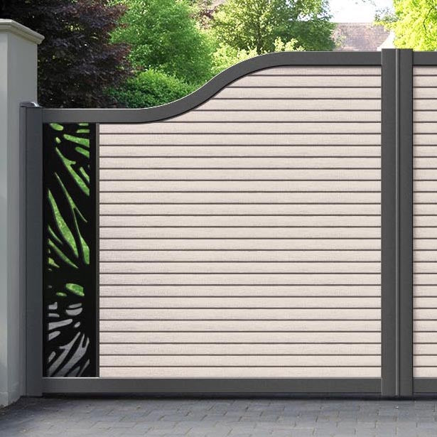 Hudson Poppy Curved Top Driveway Gate - Mid Stone - End Screen