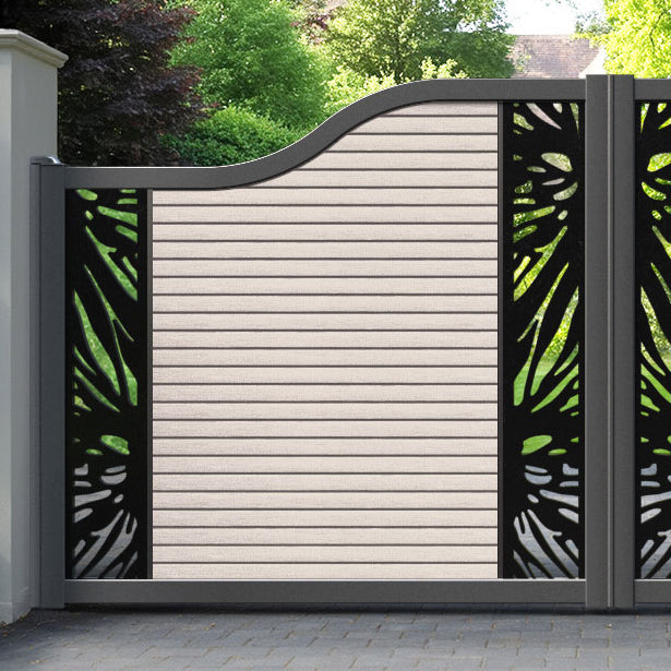 Hudson Poppy Curved Top Driveway Gate - Mid Stone - Middle & End Screen