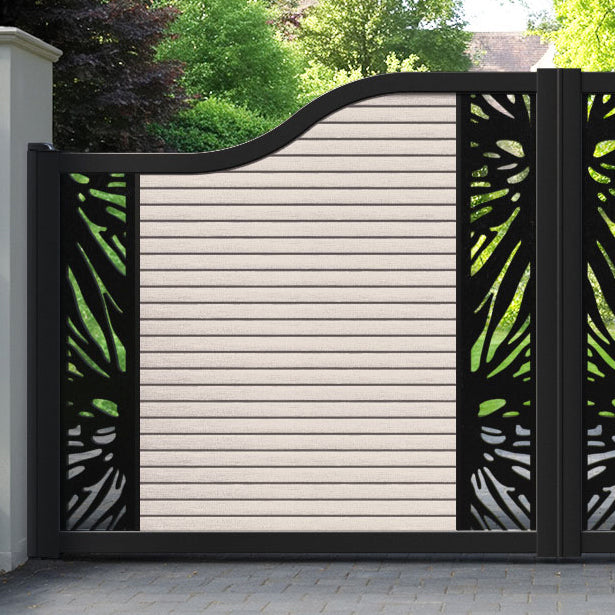 Hudson Poppy Curved Top Driveway Gate - Mid Stone - Middle & End Screen