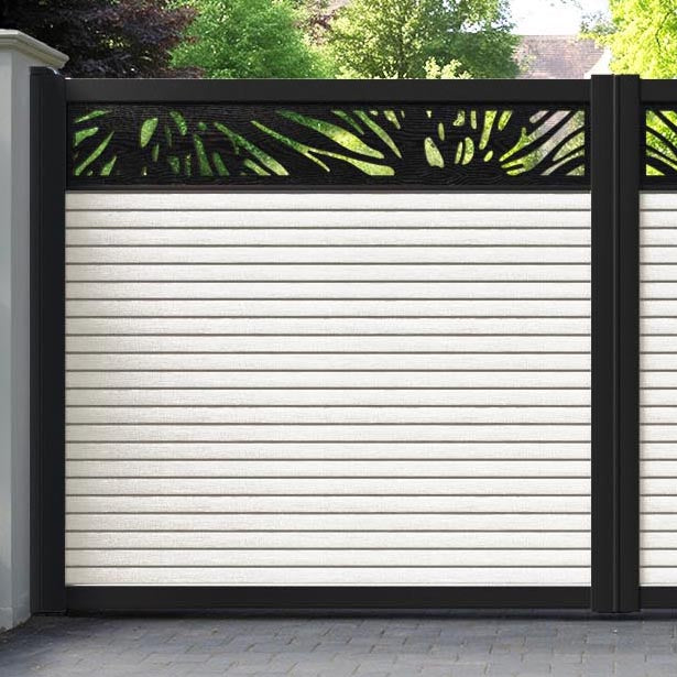 Hudson Poppy Straight Top Driveway Gate - Light Stone - Top Screen