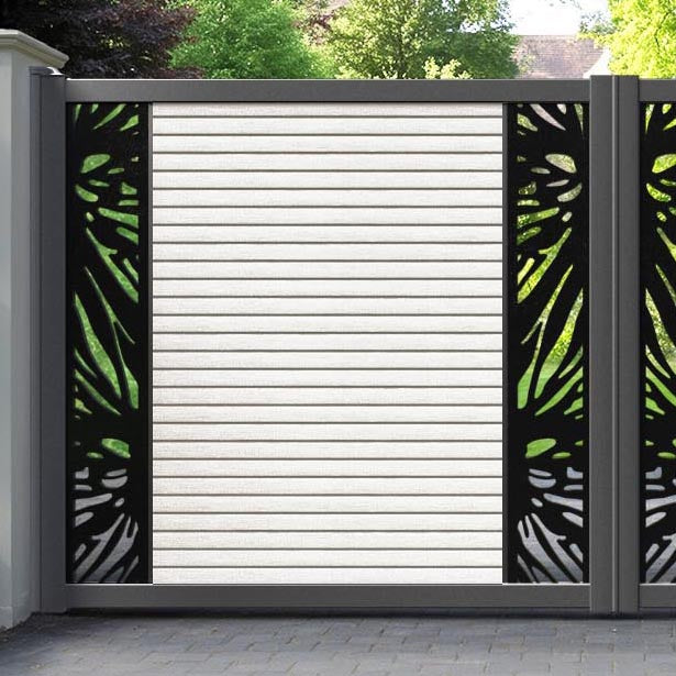 Hudson Poppy Straight Top Driveway Gate - Light Stone - Middle & End Screen