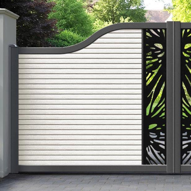 Hudson Poppy Curved Top Driveway Gate - Light Stone - Middle Screen