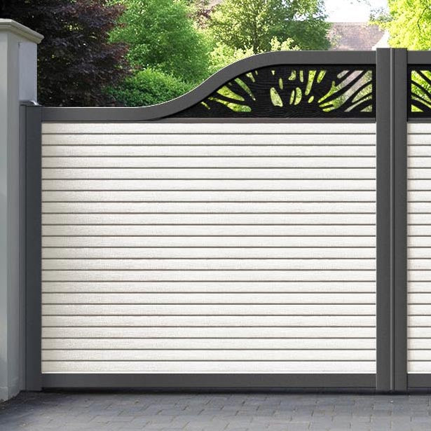 Hudson Poppy Curved Top Driveway Gate - Light Stone - Top Screen