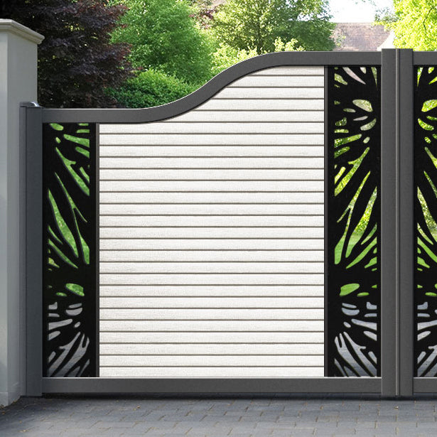 Hudson Poppy Curved Top Driveway Gate - Light Stone - Middle & End Screen