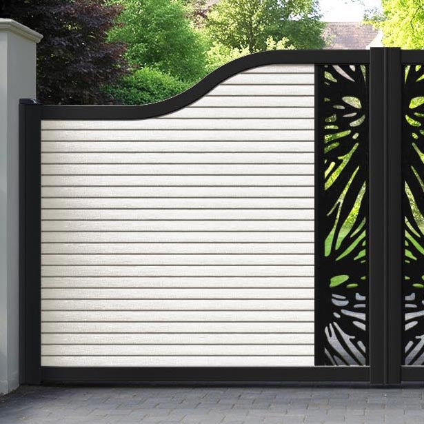 Hudson Poppy Curved Top Driveway Gate - Light Stone - Middle Screen