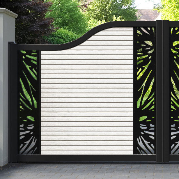 Hudson Poppy Curved Top Driveway Gate - Light Stone - Middle & End Screen