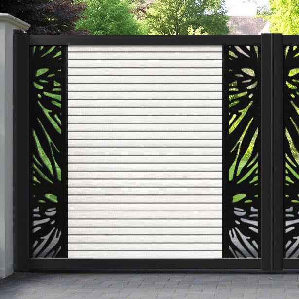 Hudson Poppy Straight Top Driveway Gate - Light Stone - Middle & End Screen