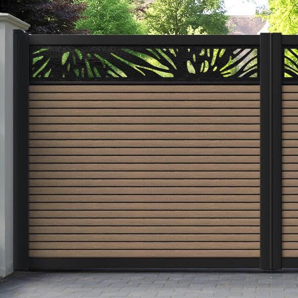 Hudson Poppy Straight Top Driveway Gate - Teak - Top Screen