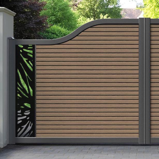 Hudson Poppy Curved Top Driveway Gate - Teak - End Screen