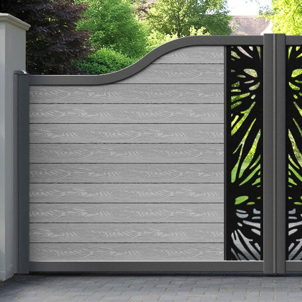 Classic Poppy Curved Top Driveway Gate - Light Grey - Middle Screen
