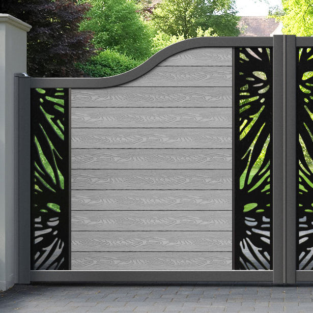 Classic Poppy Curved Top Driveway Gate - Light Grey - Middle & End Screen