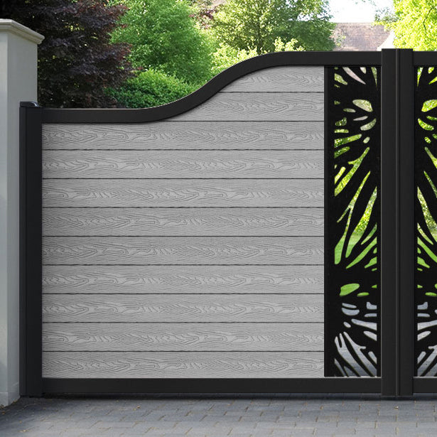Classic Poppy Curved Top Driveway Gate - Light Grey - Middle Screen