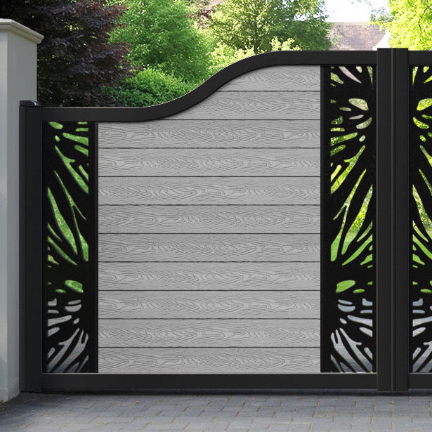 Classic Poppy Curved Top Driveway Gate - Light Grey - Middle & End Screen