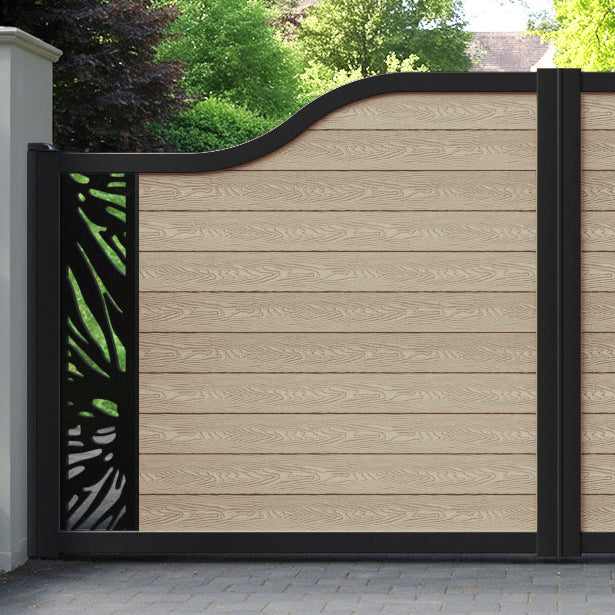 Classic Poppy Curved Top Driveway Gate - Light Oak - End Screen