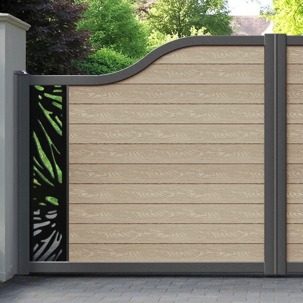 Classic Poppy Curved Top Driveway Gate - Light Oak - End Screen