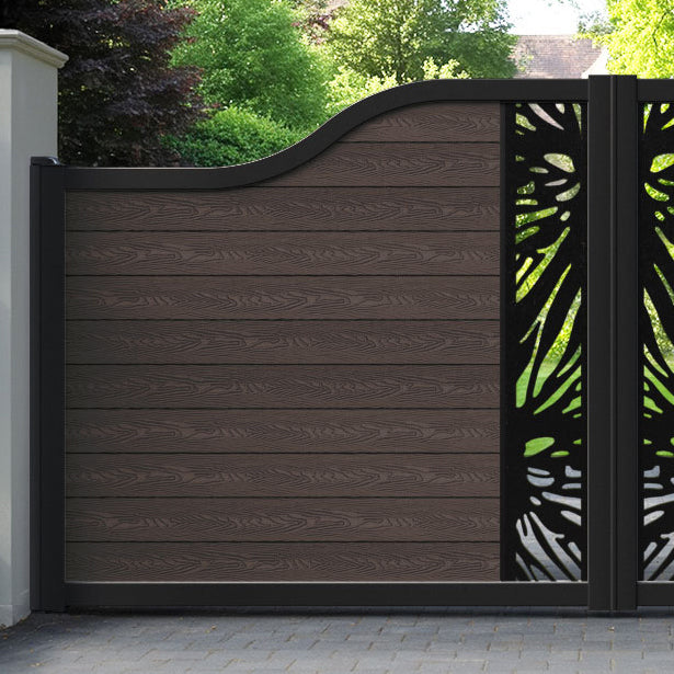 Classic Poppy Curved Top Driveway Gate - Mid Brown - Middle Screen