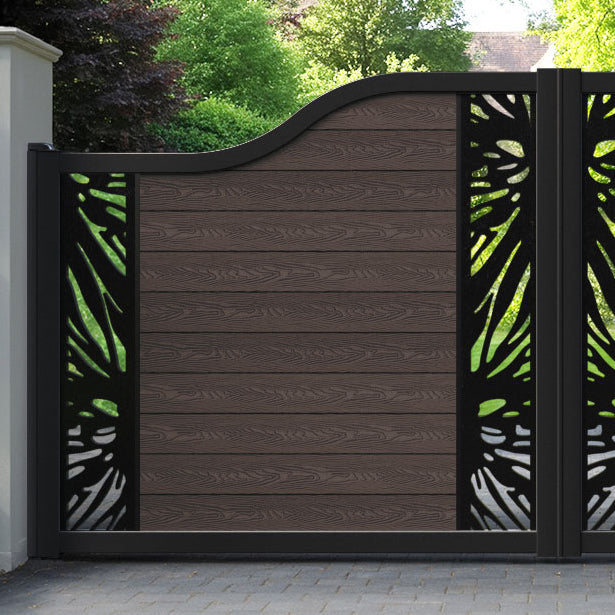 Classic Poppy Curved Top Driveway Gate - Mid Brown - Middle & End Screen
