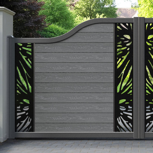 Classic Poppy Curved Top Driveway Gate - Mid Grey - Middle & End Screen