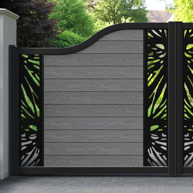 Classic Poppy Curved Top Driveway Gate - Mid Grey - Middle & End Screen