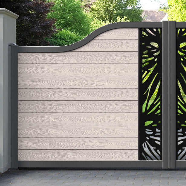 Classic Poppy Curved Top Driveway Gate - Mid Stone - Middle Screen