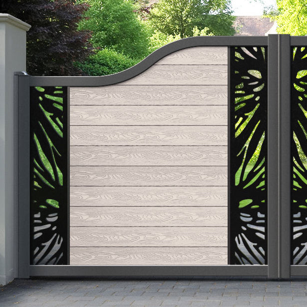 Classic Poppy Curved Top Driveway Gate - Mid Stone - Middle & End Screen