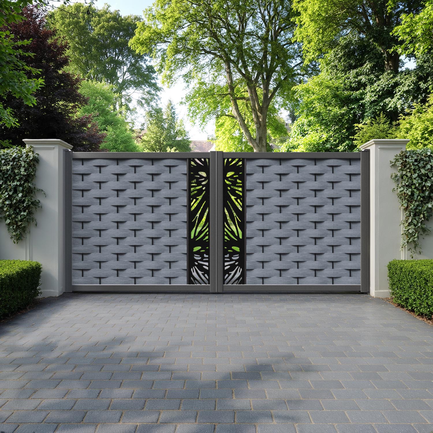 Ripple Poppy Straight Top Driveway Gate - Anthracite - Middle Screen