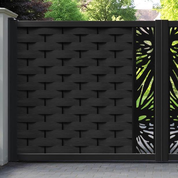 Ripple Poppy Straight Top Driveway Gate - Black - Middle Screen