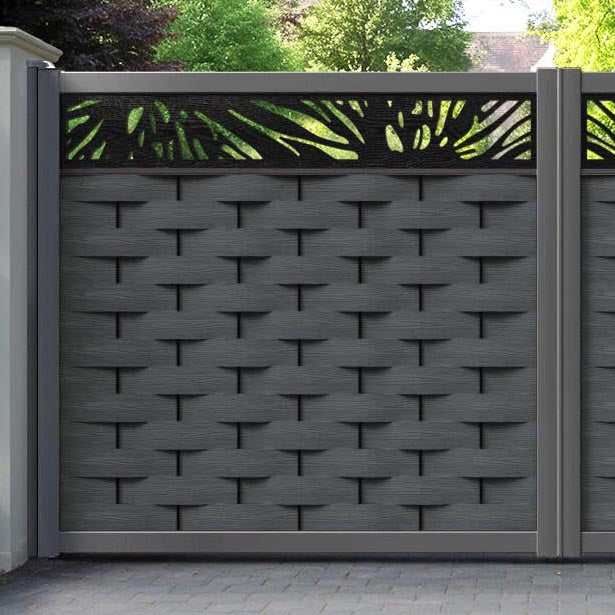 Ripple Poppy Straight Top Driveway Gate - Dark Grey - Top Screen