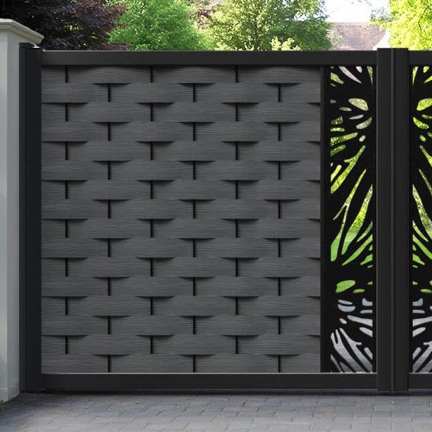 Ripple Poppy Straight Top Driveway Gate - Dark Grey - Middle Screen