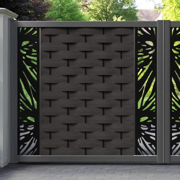 Ripple Poppy Straight Top Driveway Gate - Dark Oak - Middle & End Screen