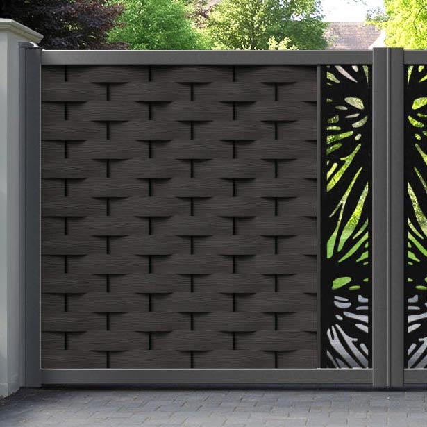 Ripple Poppy Straight Top Driveway Gate - Dark Oak - Middle Screen