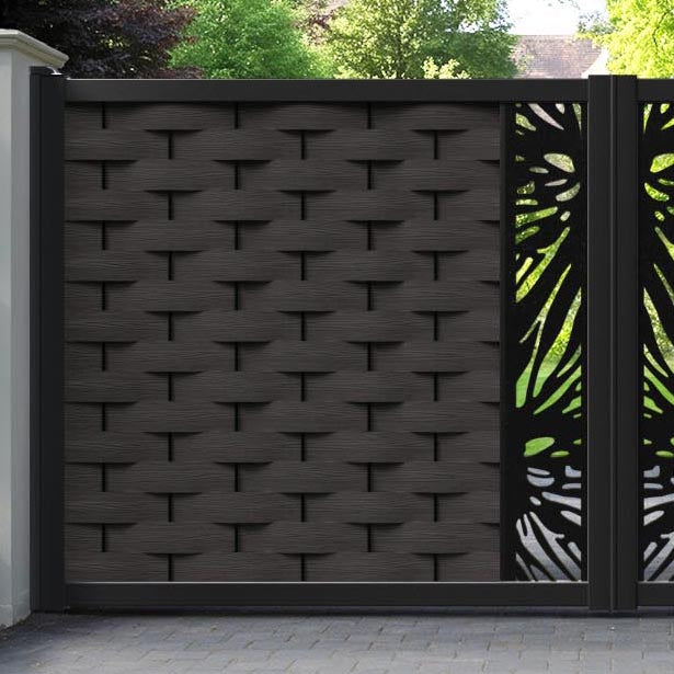 Ripple Poppy Straight Top Driveway Gate - Dark Oak - Middle Screen