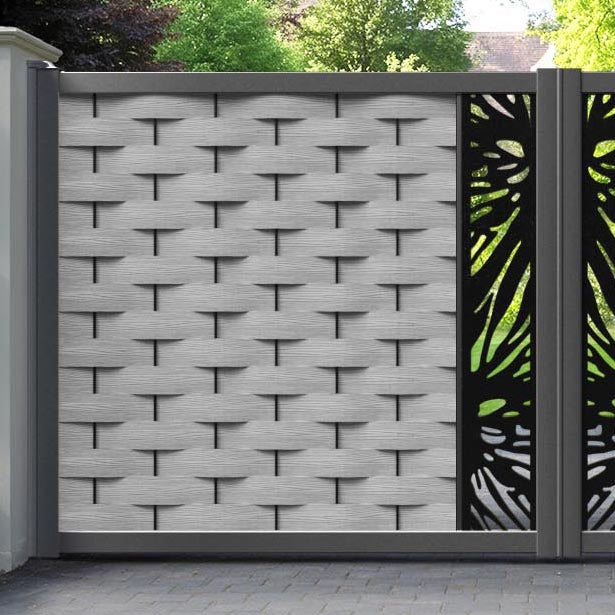 Ripple Poppy Straight Top Driveway Gate - Light Grey - Middle Screen