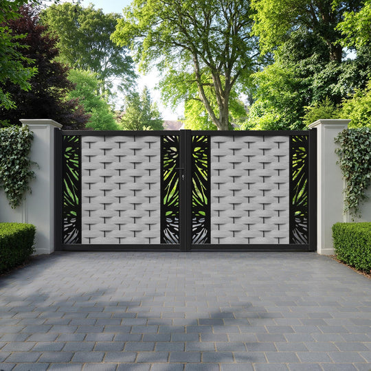 Ripple Poppy Straight Top Driveway Gate - Light Grey - Middle & End Screen