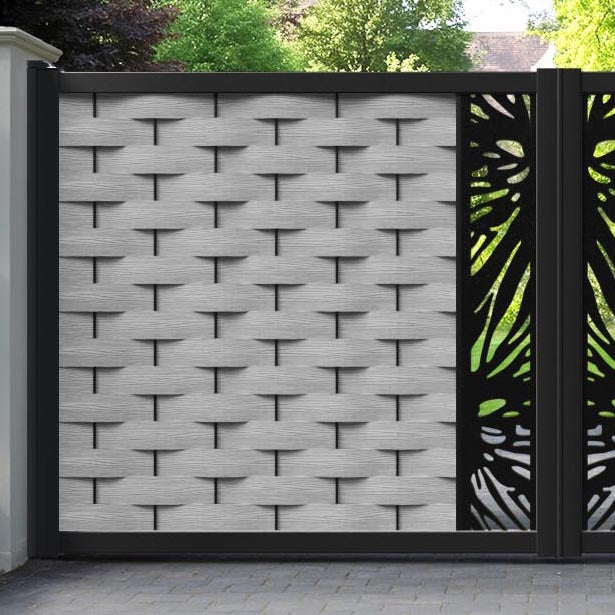 Ripple Poppy Straight Top Driveway Gate - Light Grey - Middle Screen