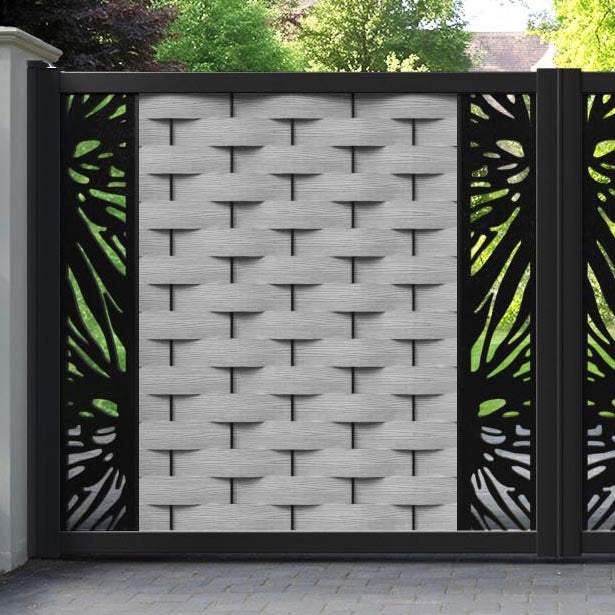 Ripple Poppy Straight Top Driveway Gate - Light Grey - Middle & End Screen