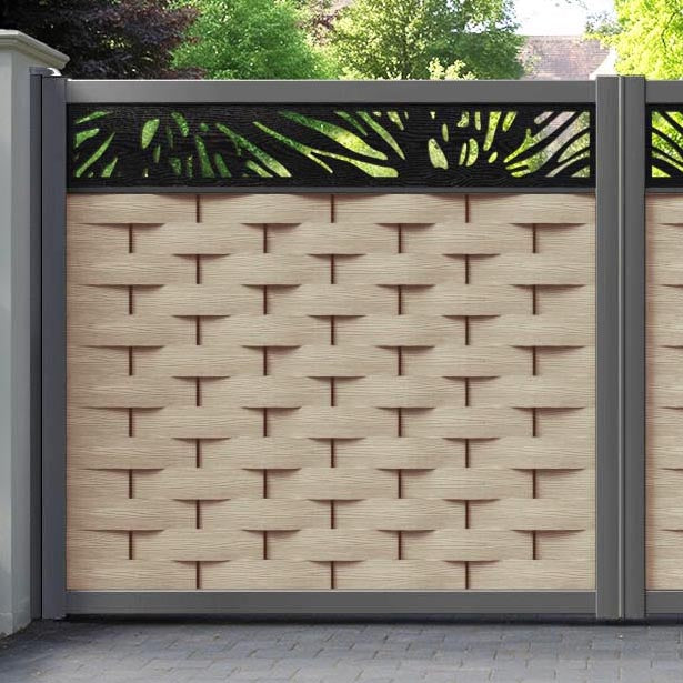 Ripple Poppy Straight Top Driveway Gate - Light Oak - Top Screen