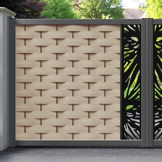 Ripple Poppy Straight Top Driveway Gate - Light Oak - Middle Screen