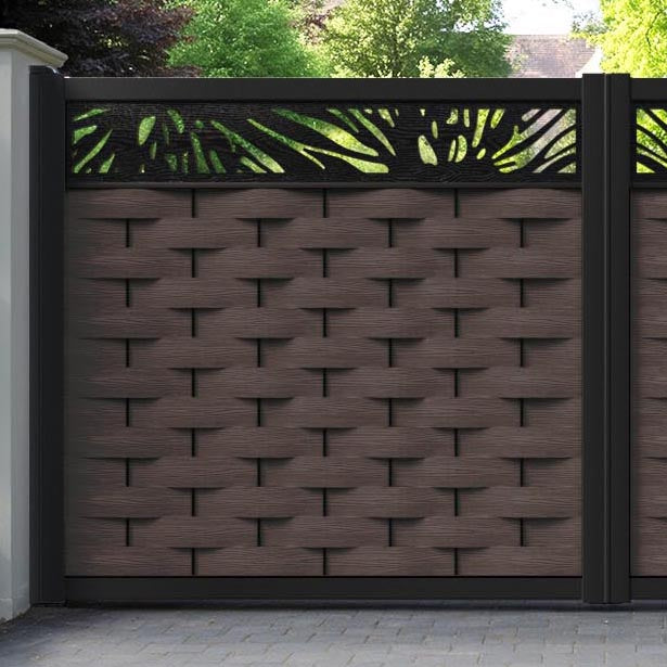 Ripple Poppy Straight Top Driveway Gate - Mid Brown - Top Screen
