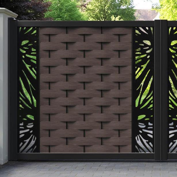 Ripple Poppy Straight Top Driveway Gate - Mid Brown - Middle & End Screen