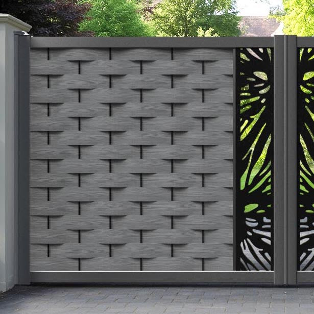 Ripple Poppy Straight Top Driveway Gate - Mid Grey - Middle Screen