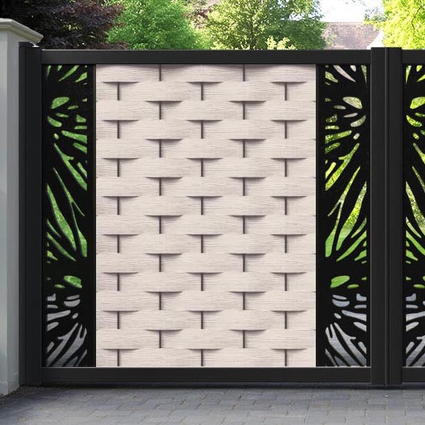 Ripple Poppy Straight Top Driveway Gate - Mid Stone - Middle & End Screen