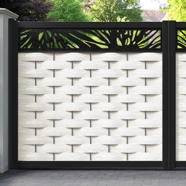 Ripple Poppy Straight Top Driveway Gate - Light Stone - Top Screen