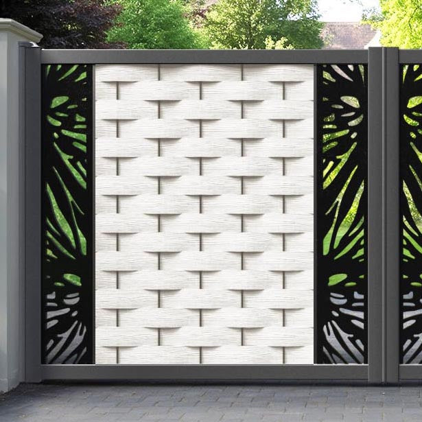 Ripple Poppy Straight Top Driveway Gate - Light Stone - Middle & End Screen